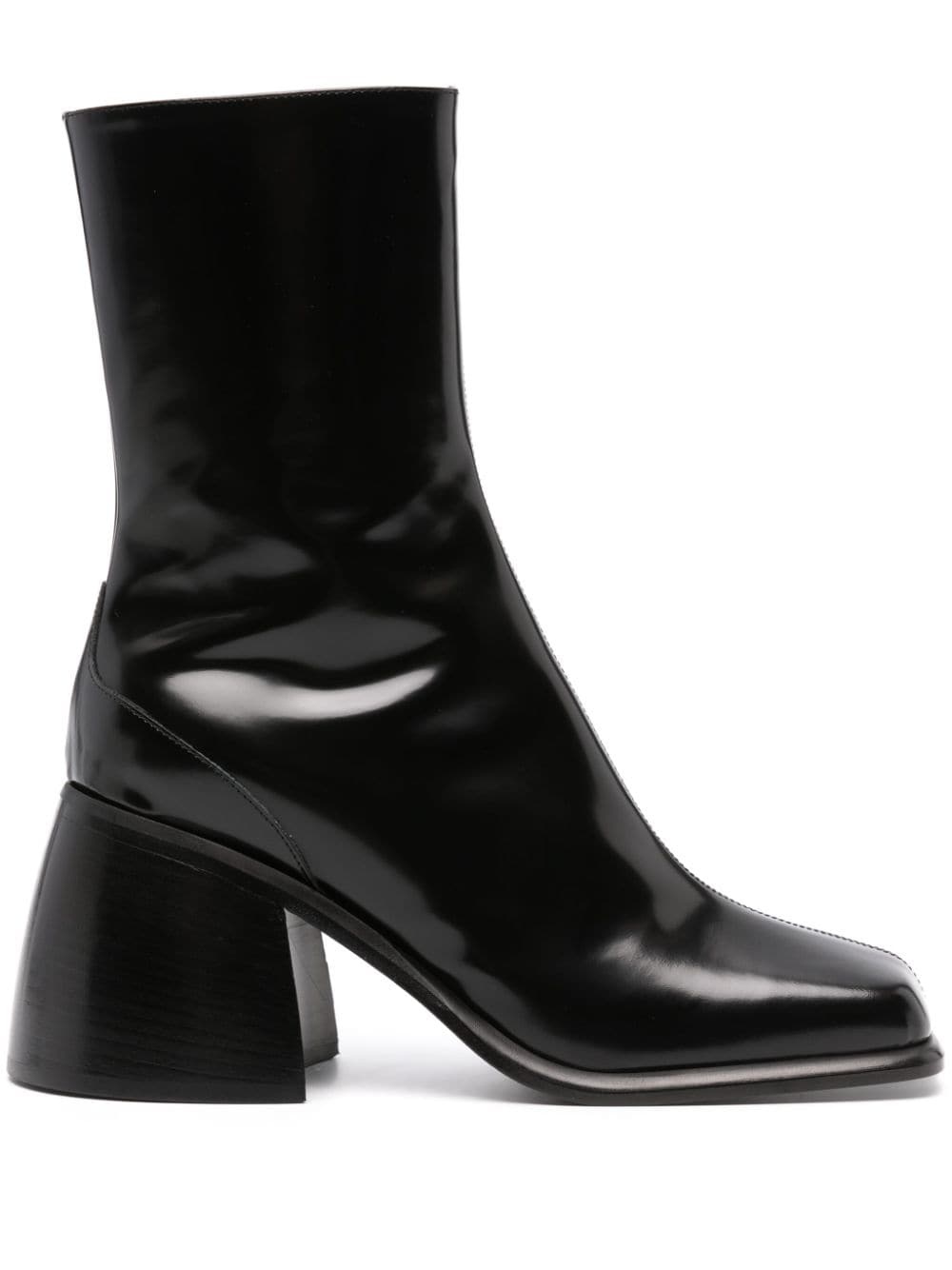 80mm square-toe leather boots - 1