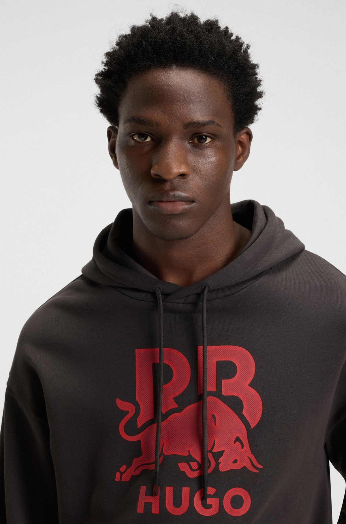 HUGO X RB COTTON-TERRY HOODIE WITH BULL GRAPHIC - 3