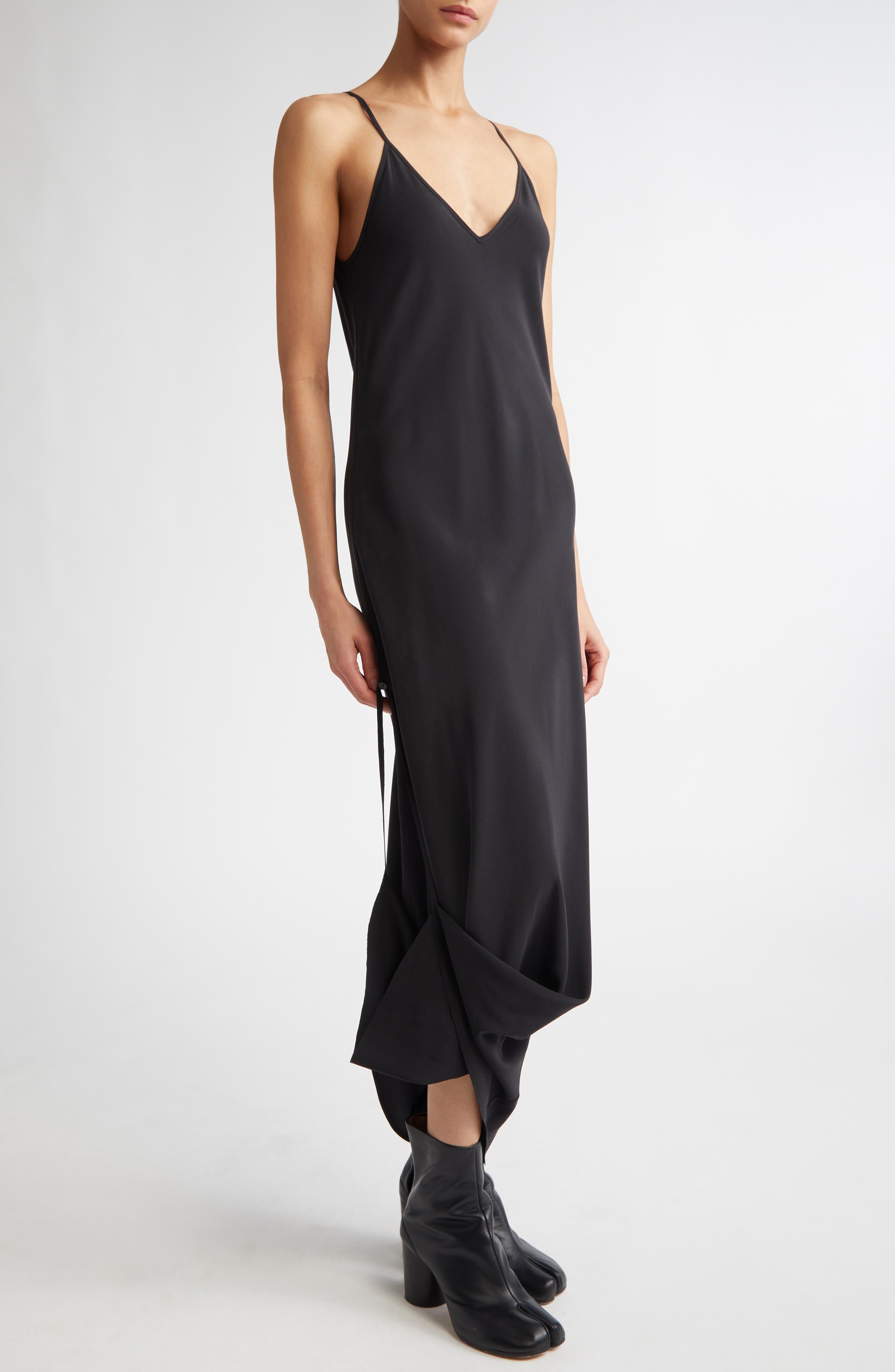 MM6 Maison Margiela Convertible Silk Slipdress in Black at Nordstrom - 5