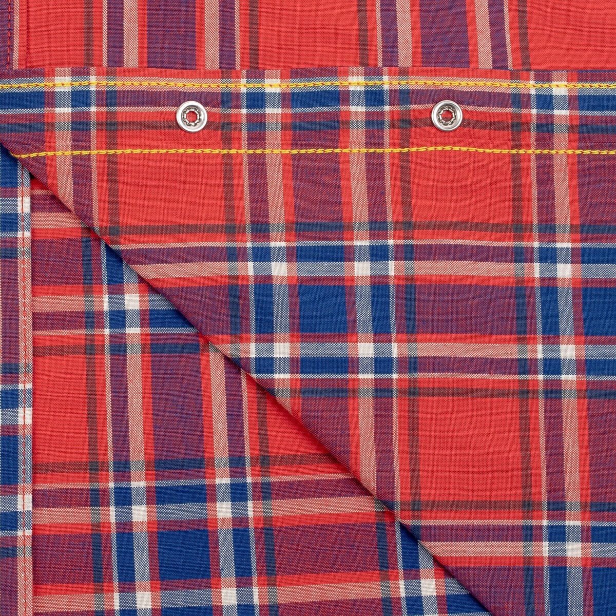 IHSH-359-RED 5oz Selvedge Madras Check Short Sleeved Western Shirt - Red - 12