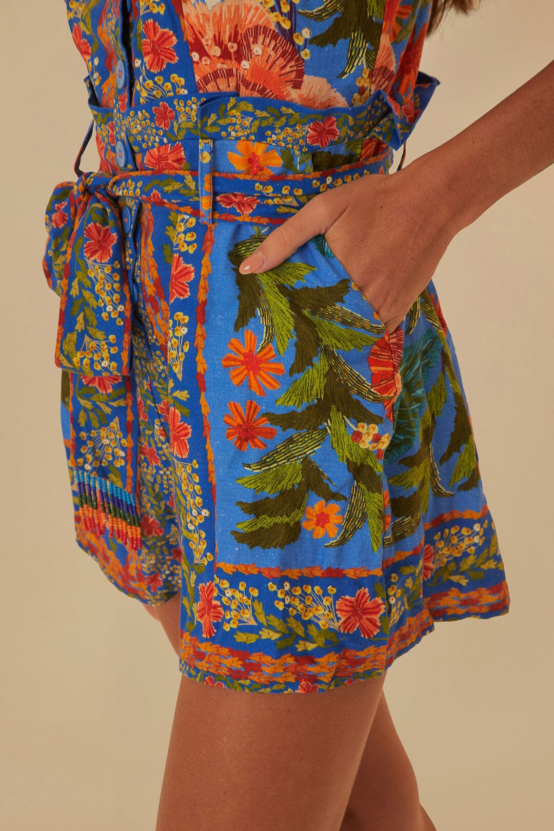 Stiched Garden Blue Romper - 3