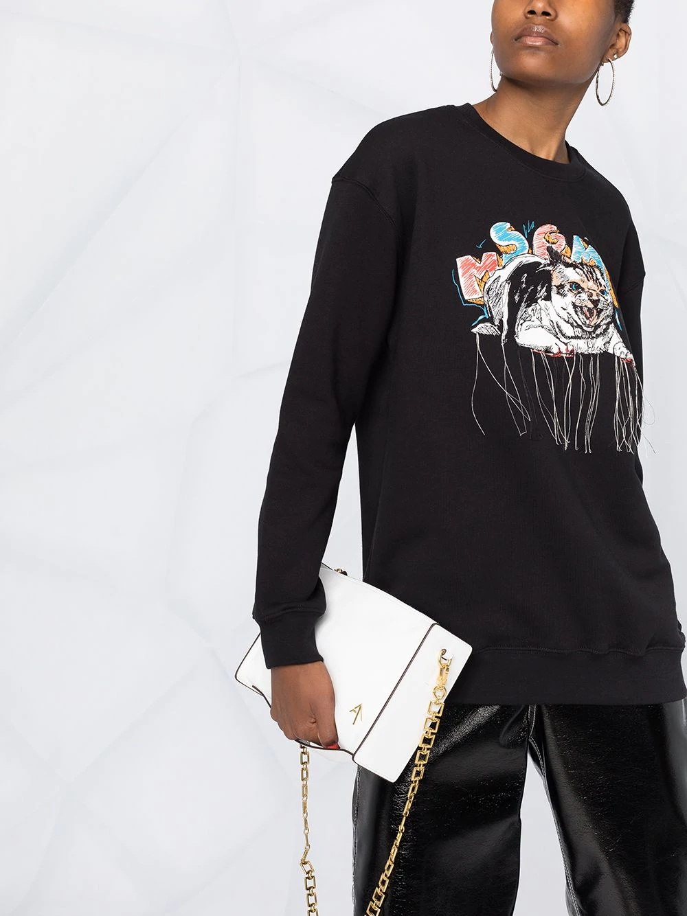 cat-print sweatshirt - 5