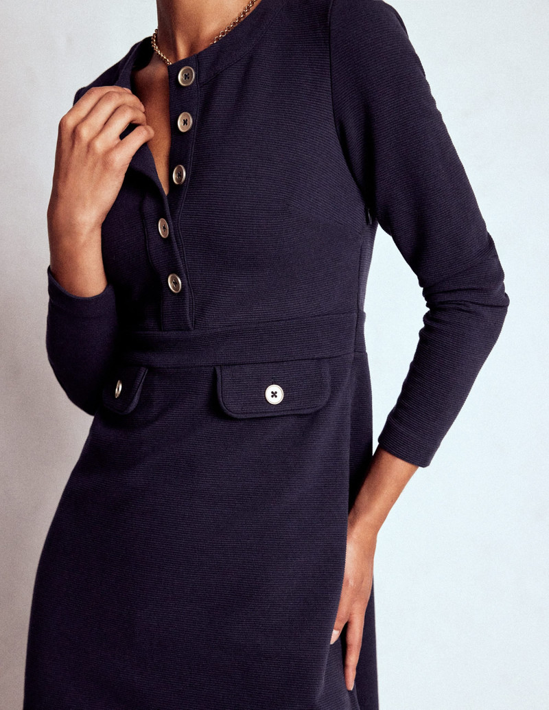 Lavinia Button Shift Dress-Navy 3