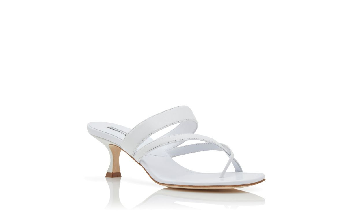 White Nappa Leather Crossover Strappy Mules - 3