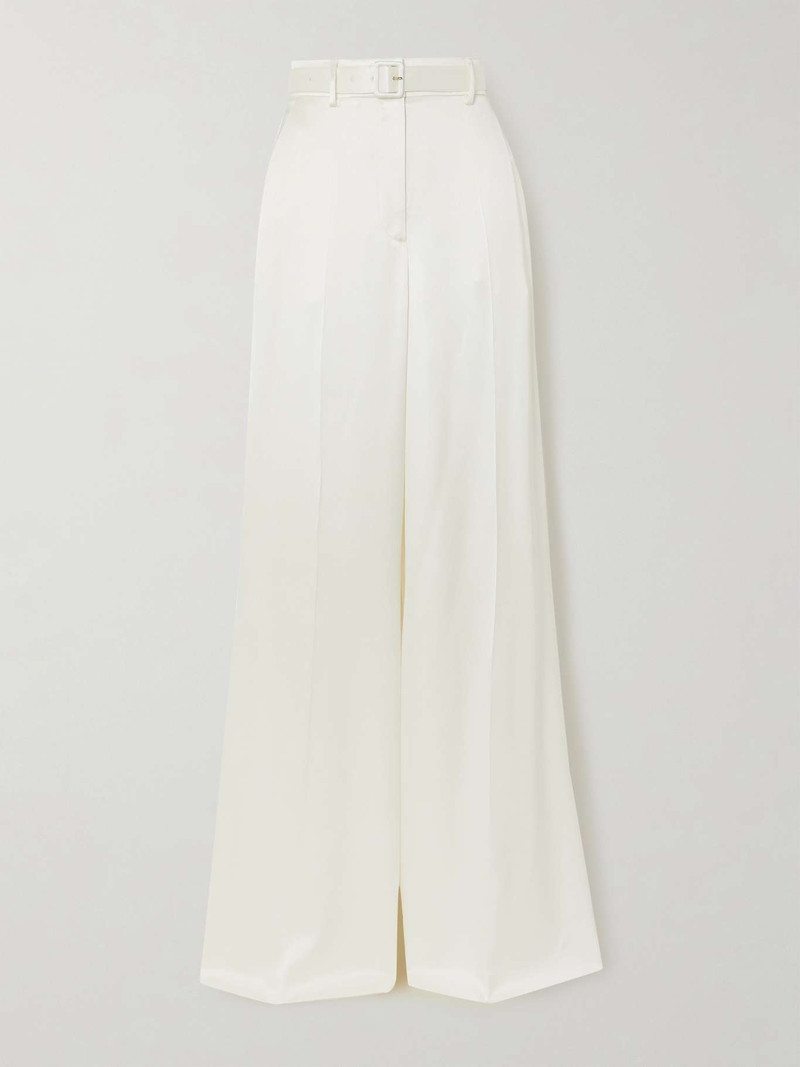 Mabon belted silk-satin wide-leg pants 1