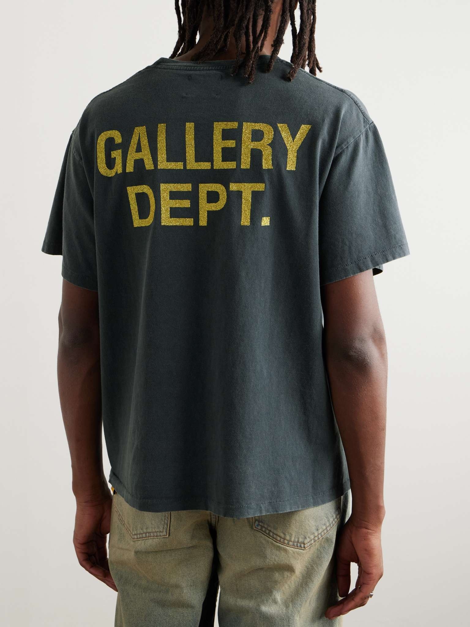 GALLERY DEPT. | SKELETON BEACH TEE VINTAGE BLACK Tシャツ GALLERY DEPT. Skeleton Beach Glittered Printed Cotton-Jersey
