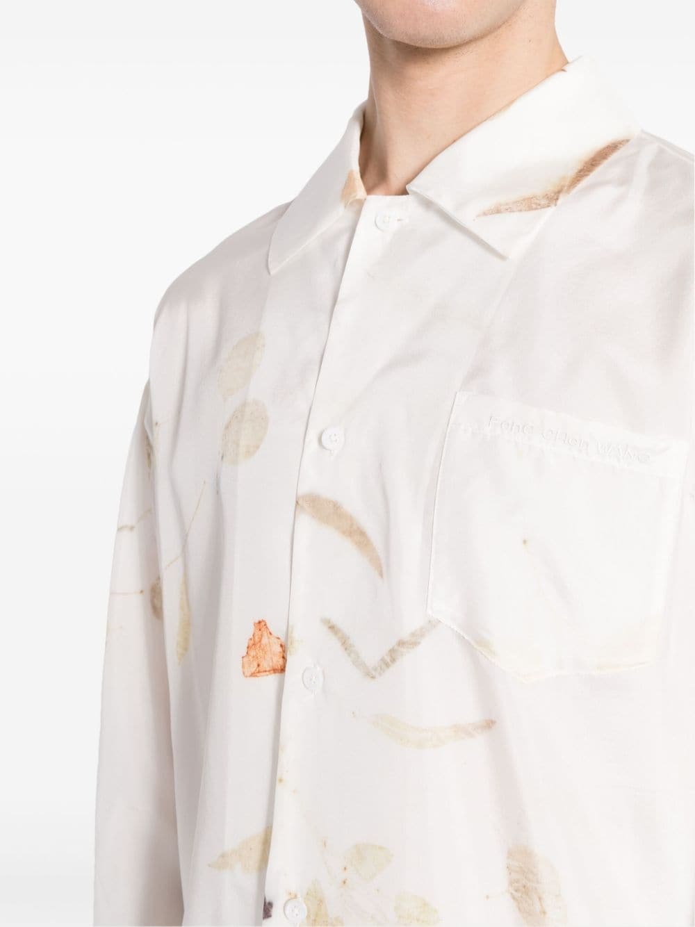 leaf-print silk shirt - 5