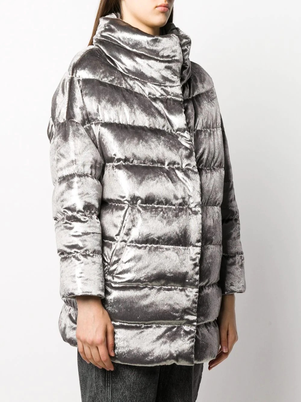 metallic-finish puffer jacket - 3