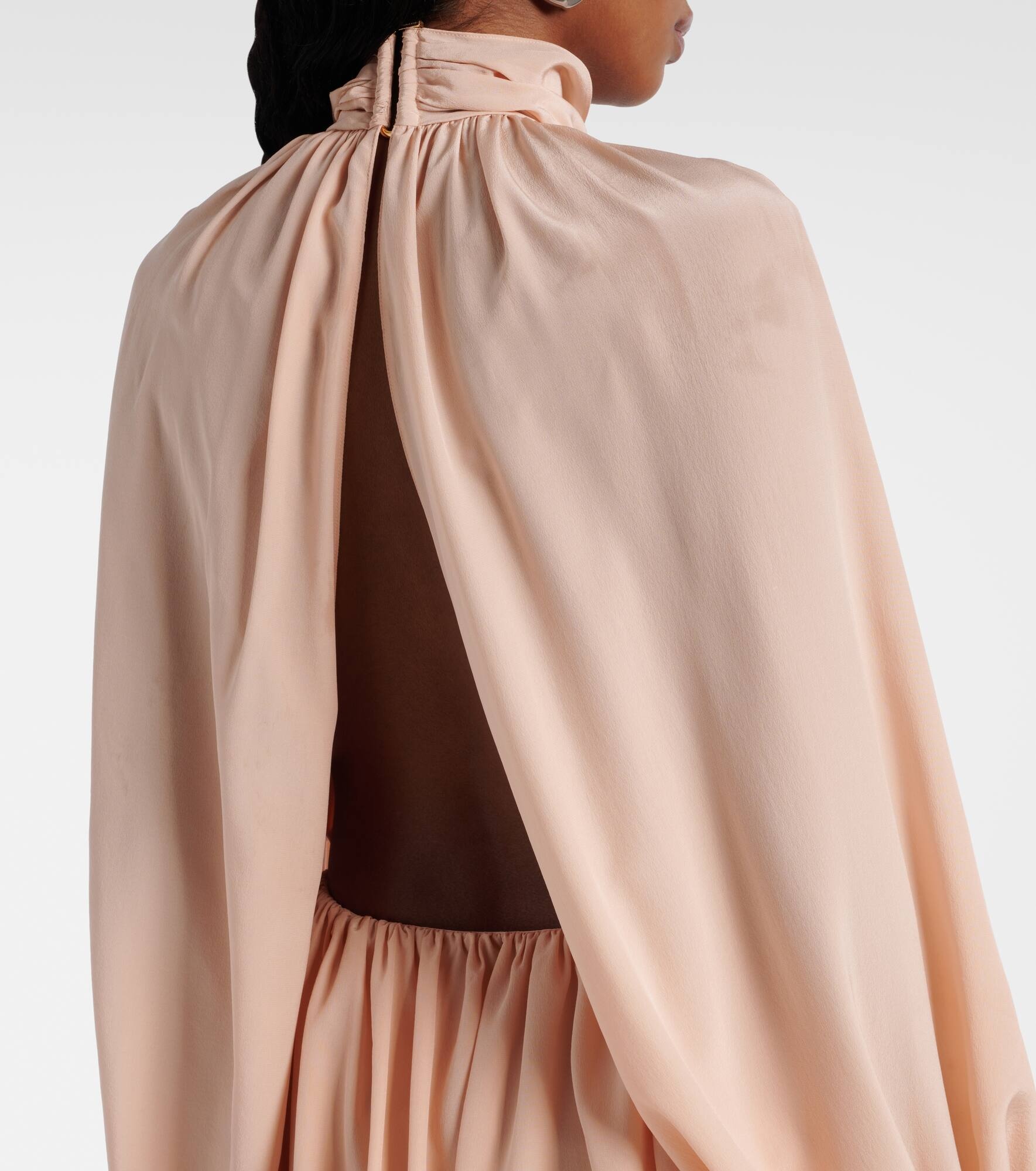 Gathered open-back silk chiffon minidress - 6