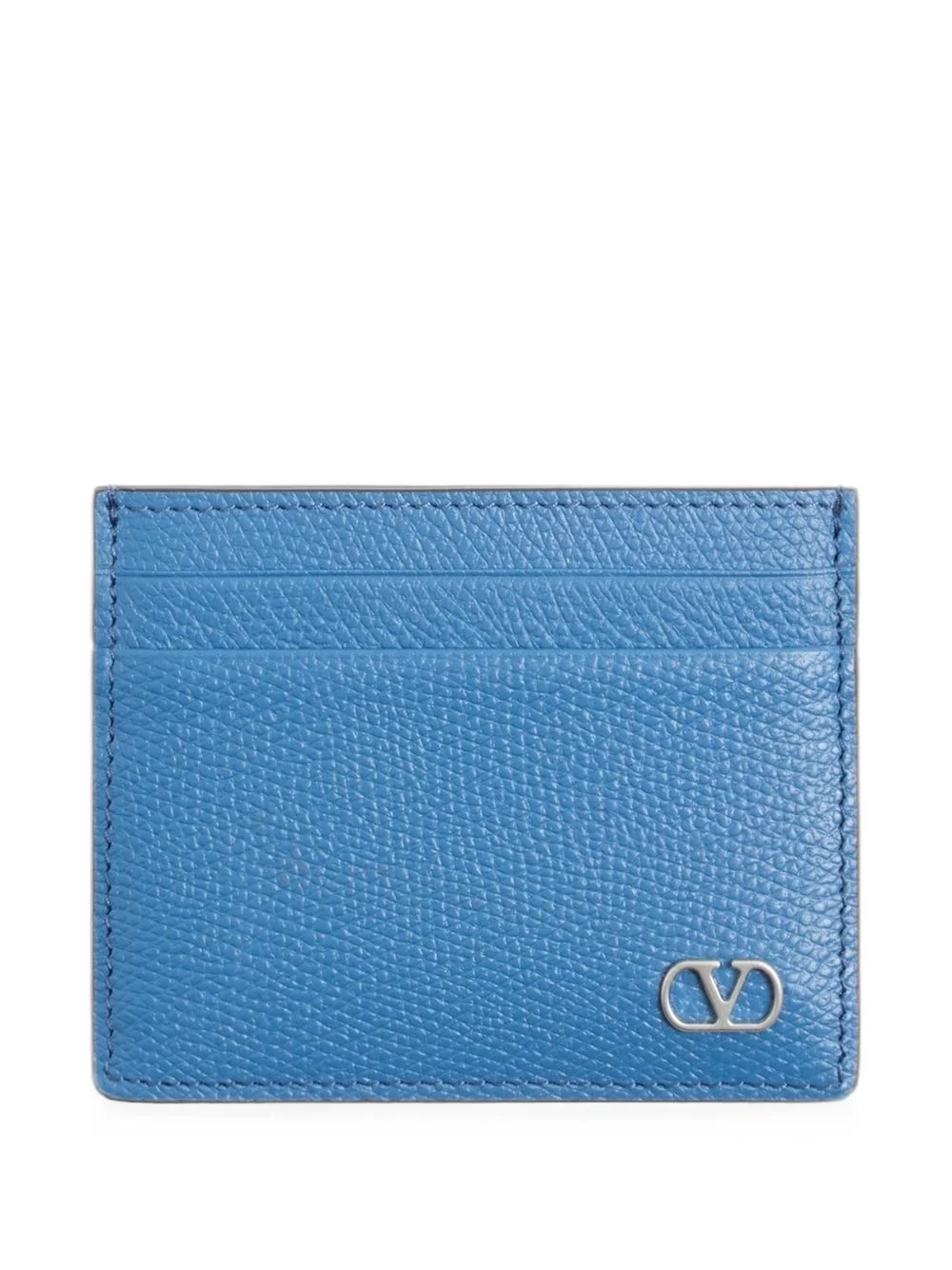 VLogo Signature cardholder in grainy calfskin - 1