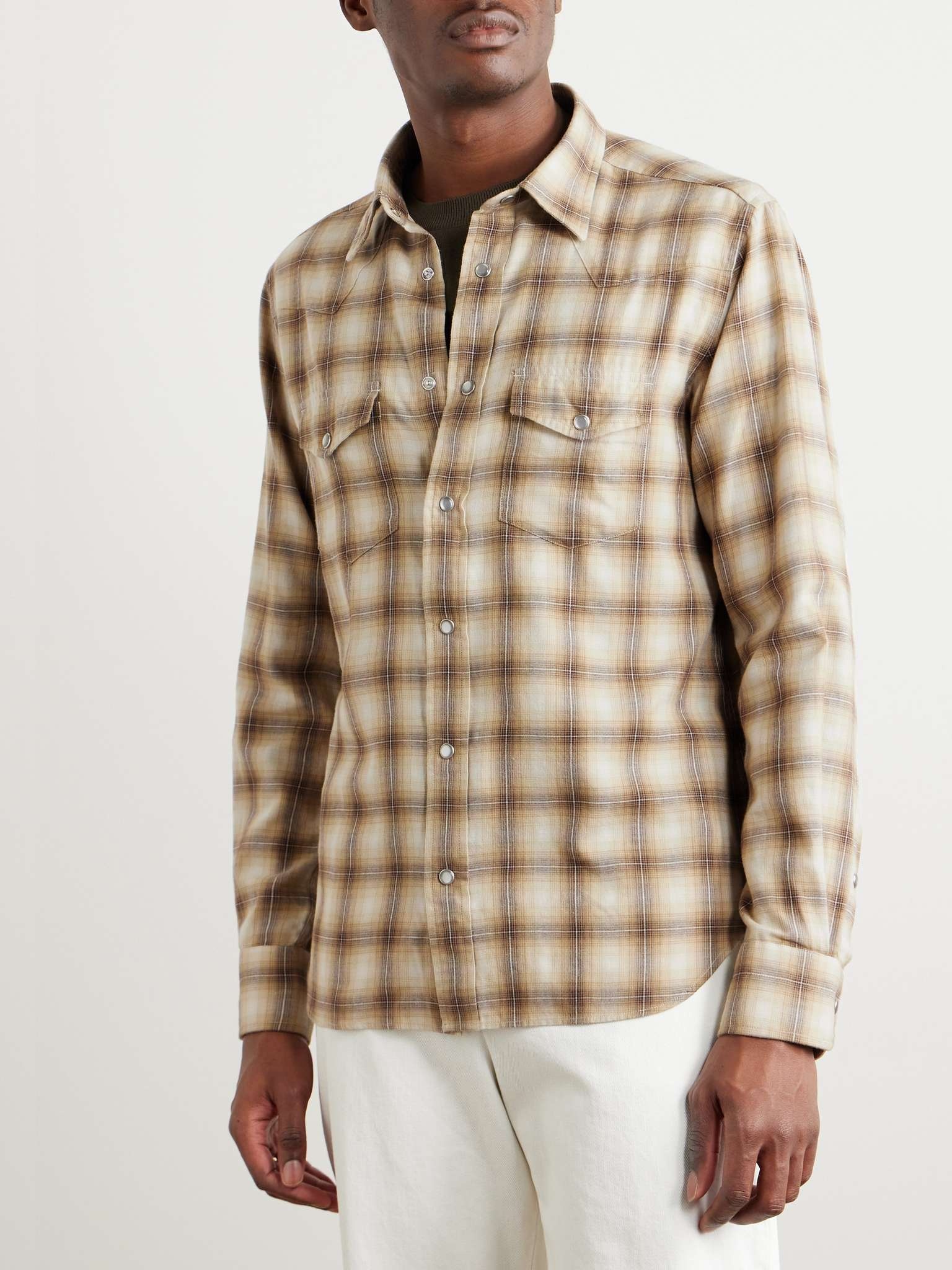 Checked Cotton-Blend Western Shirt - 3