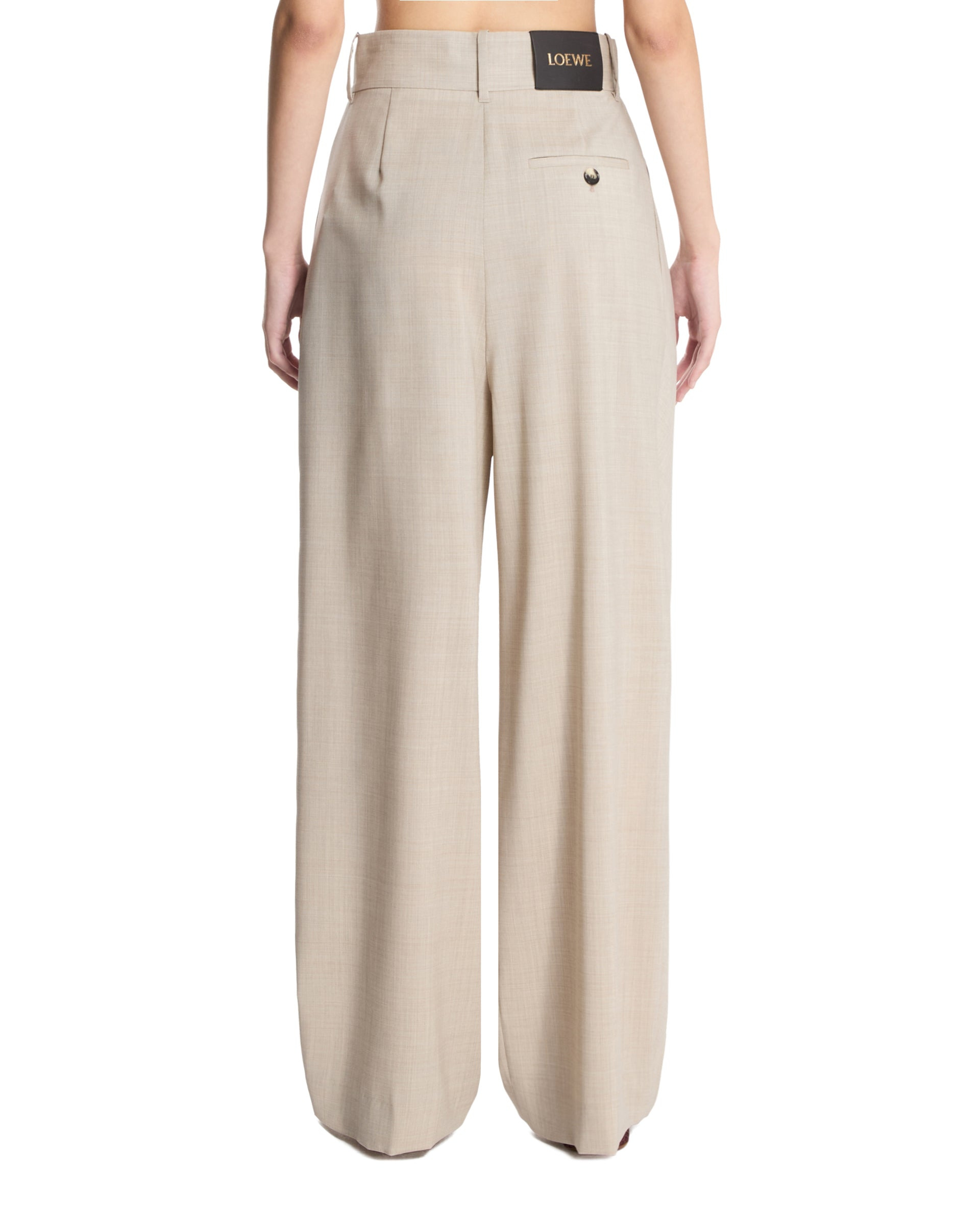 Beige Wool Wrap Pants - 3