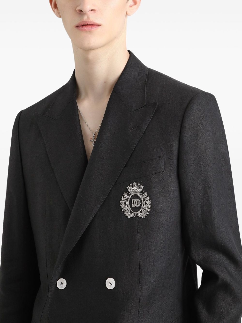 monogram-badge blazer - 5