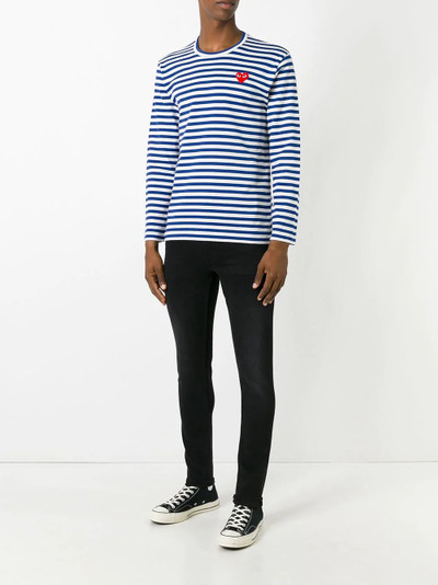 Comme des Garçons PLAY striped heart embellished T-shirt outlook