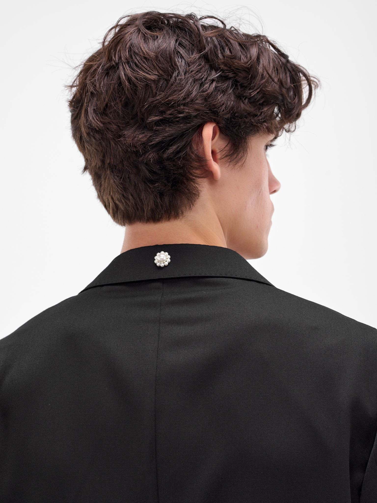Black Relaxed Wide Peak Jacket - 4