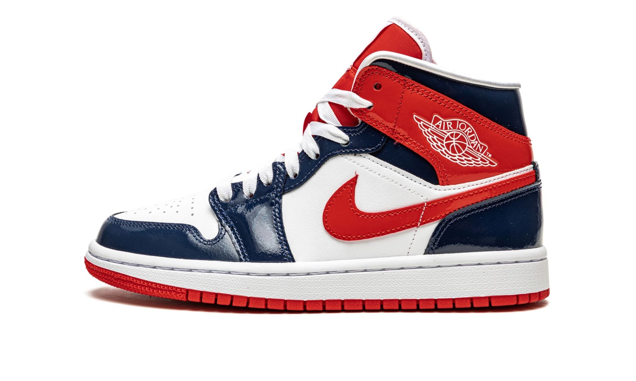 WMNS Air Jordan 1 Mid "Patent Leather Navy / White / Red" - 1