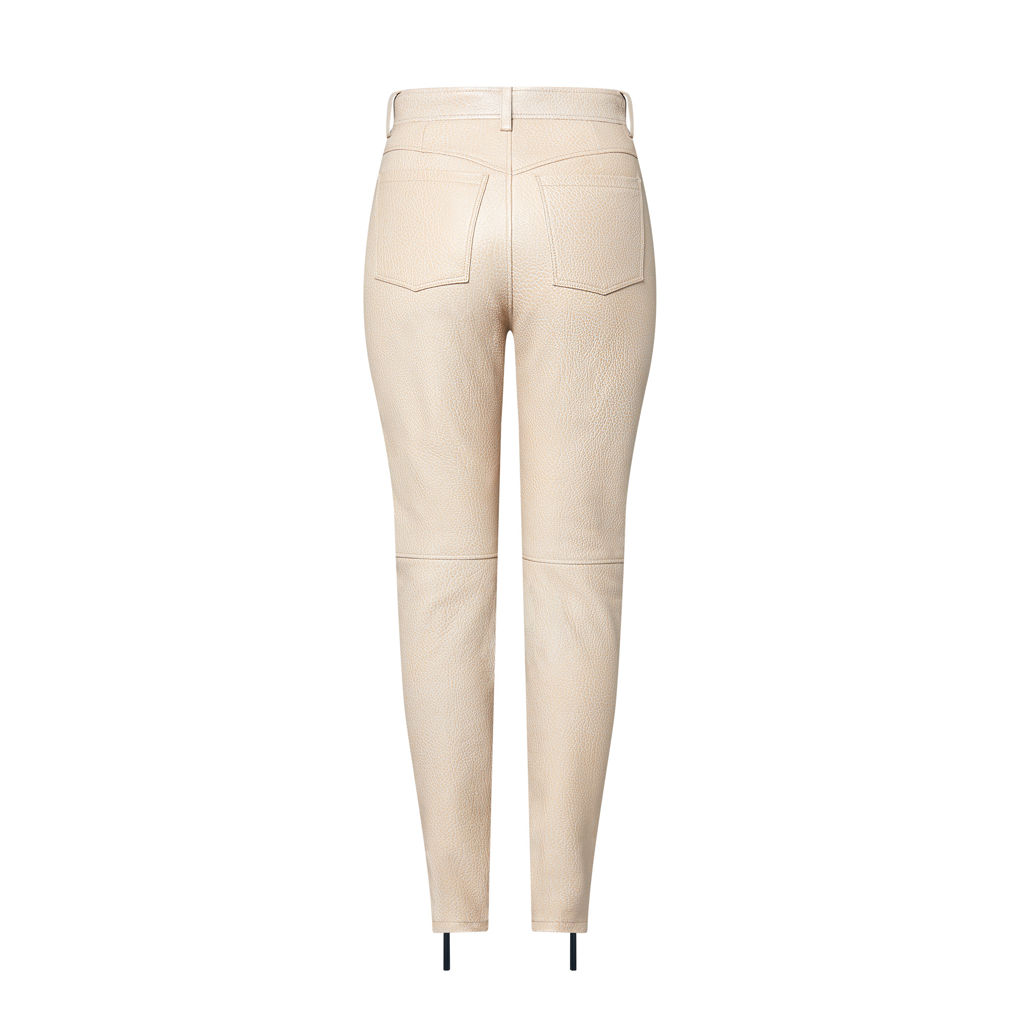 Zipper Accent Grained Leather Biker Pants - 2