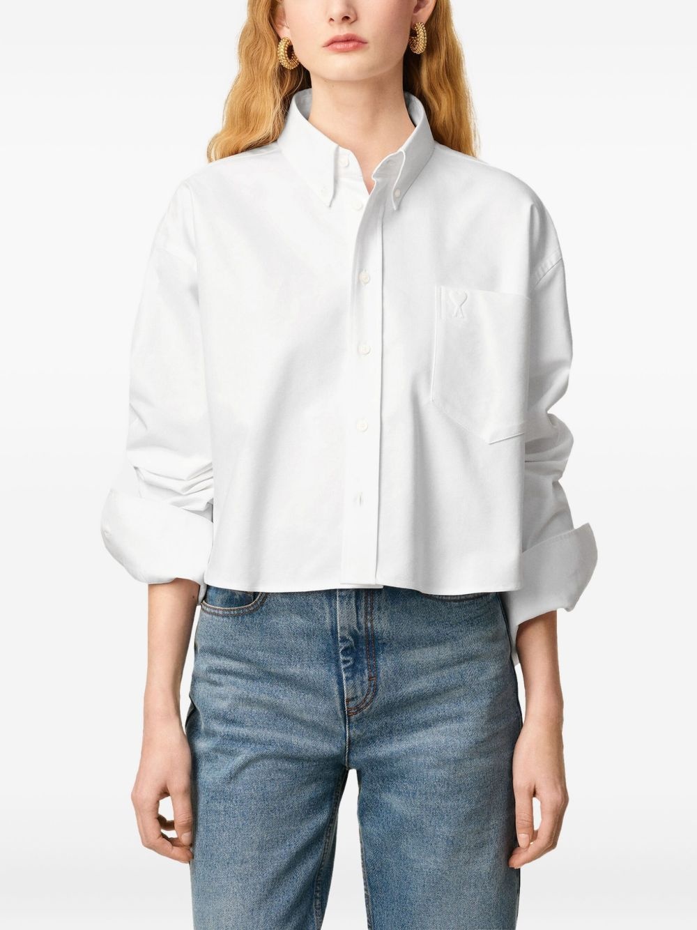 heart-embroidered Oxford shirt - 5