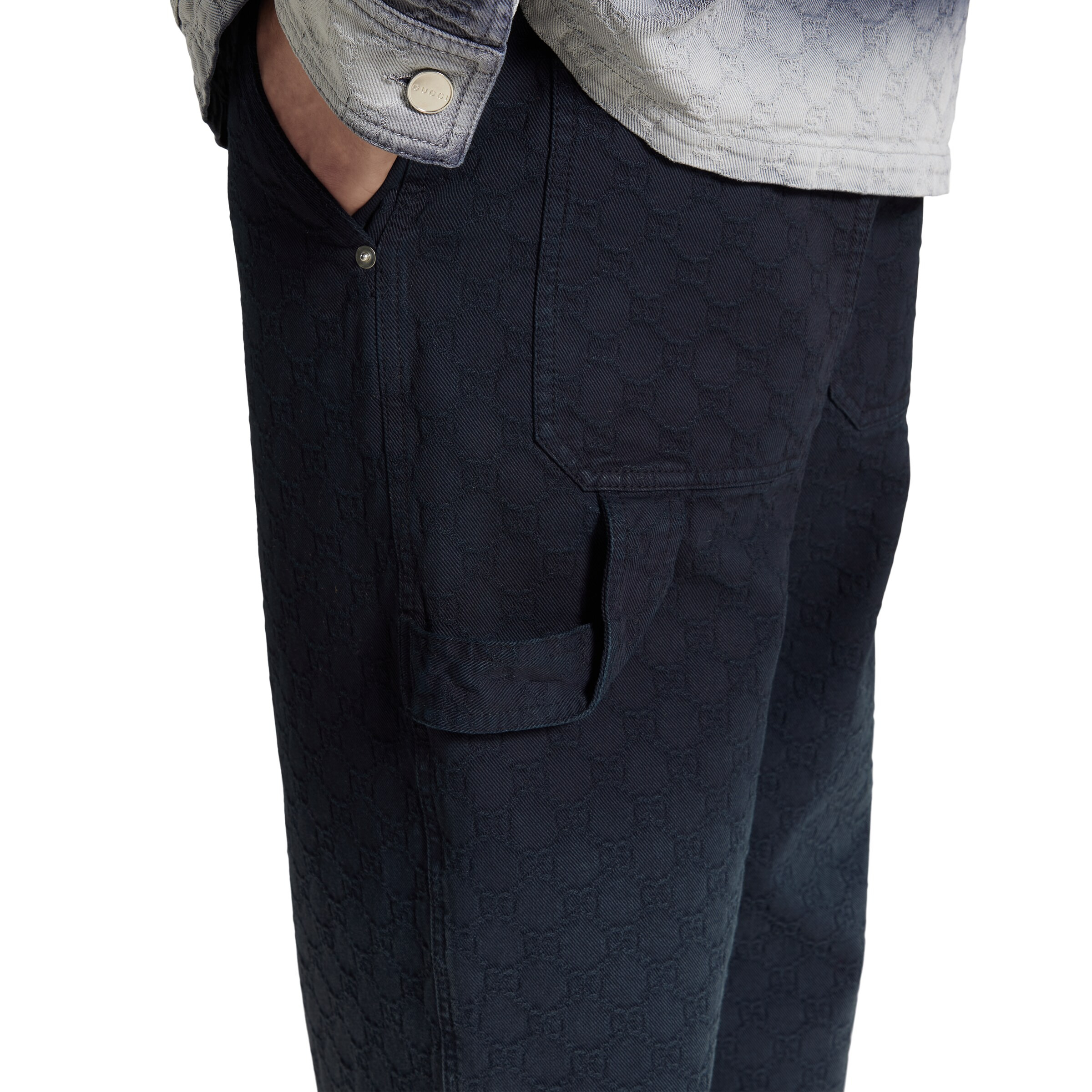Bleached GG cotton denim jacquard pant - 5