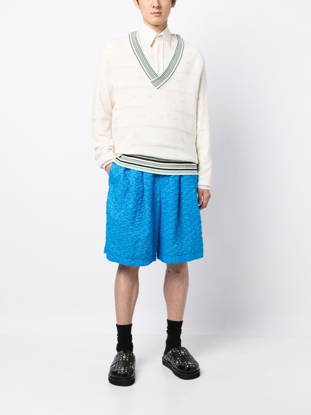 textured drawstring shorts - 2
