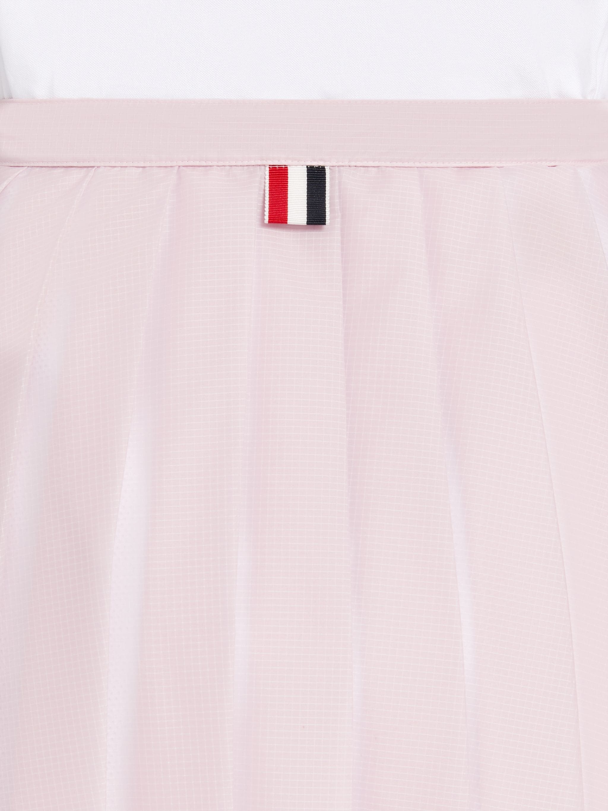 Light Pink Sheer Nylon Ripstop Below The Knee Pleated Wrap Skirt - 6