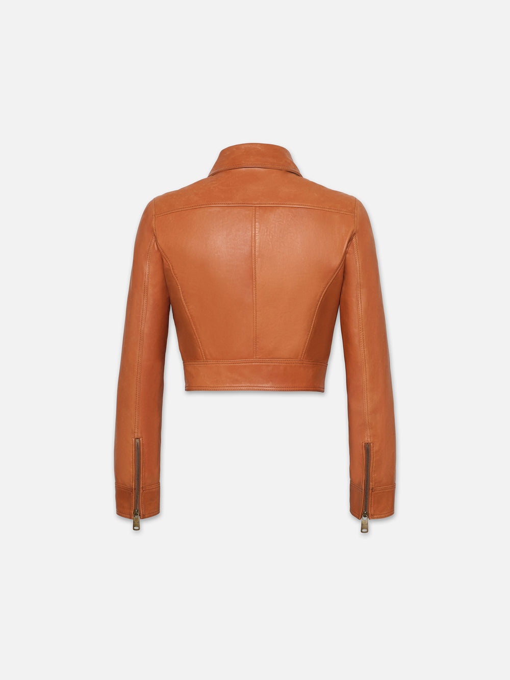 Fitted Leather Moto Jacket in Light Whiskey - 4