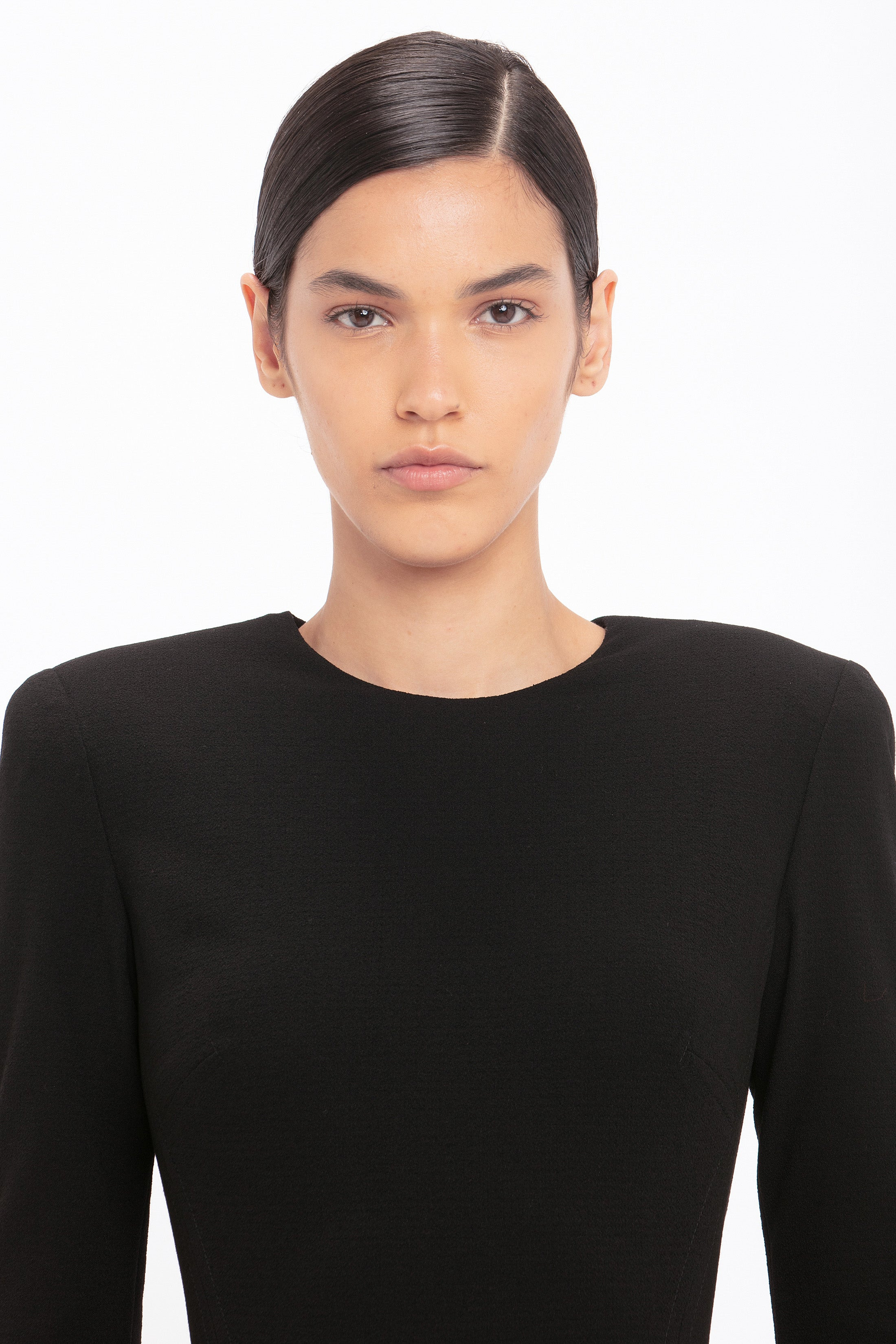 Long Sleeve T-Shirt Fitted Dress In Black - 5
