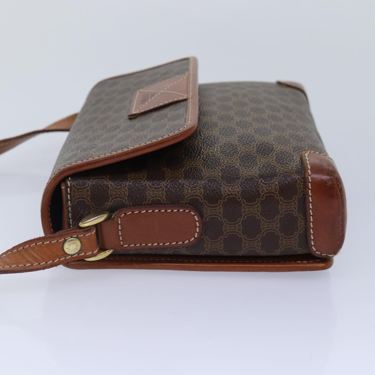 CELINE Macadam Canvas Shoulder Bag Pvc Leather Brown Gold - 3