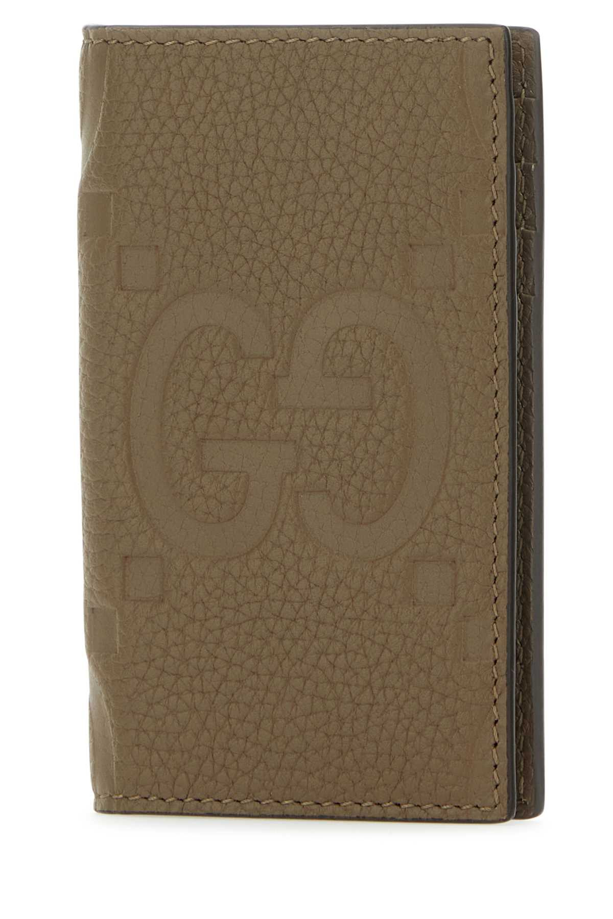 Gucci Men Khaki Leather Card Holder - 2