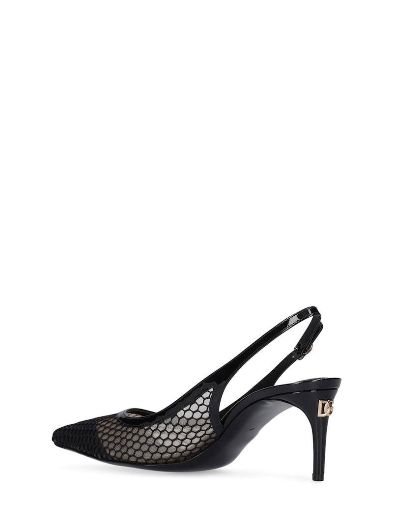 60mm Leather & mesh slingback pumps - 4