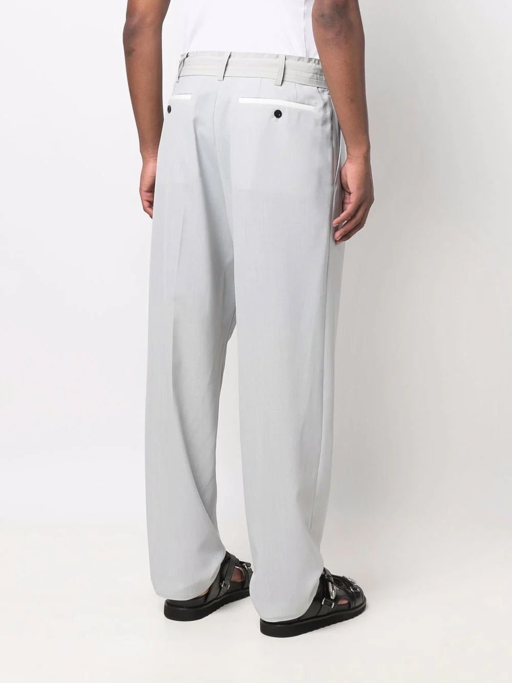 drawstring-waist straight-leg trousers - 4