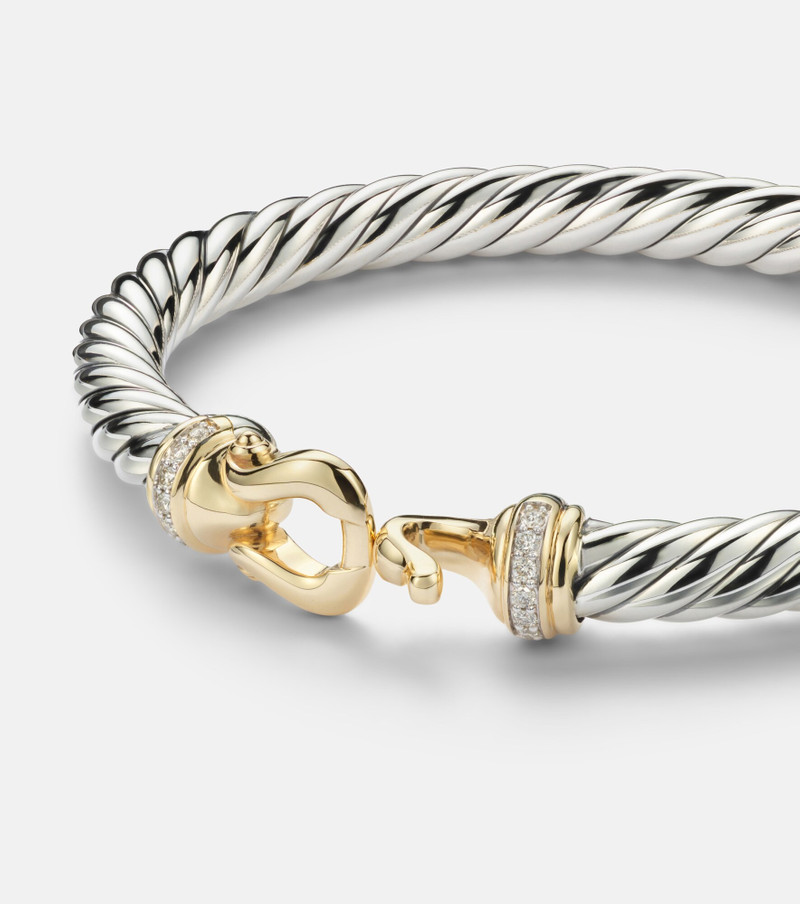 Cable Flex® Buckle sterling silver and 14kt gold bracelet with diamonds 5