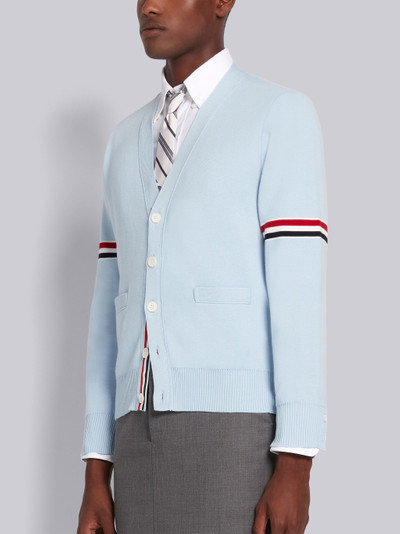 Thom Browne Light Blue Cotton Milano Stitch Stripe Armband V-neck Cardigan outlook