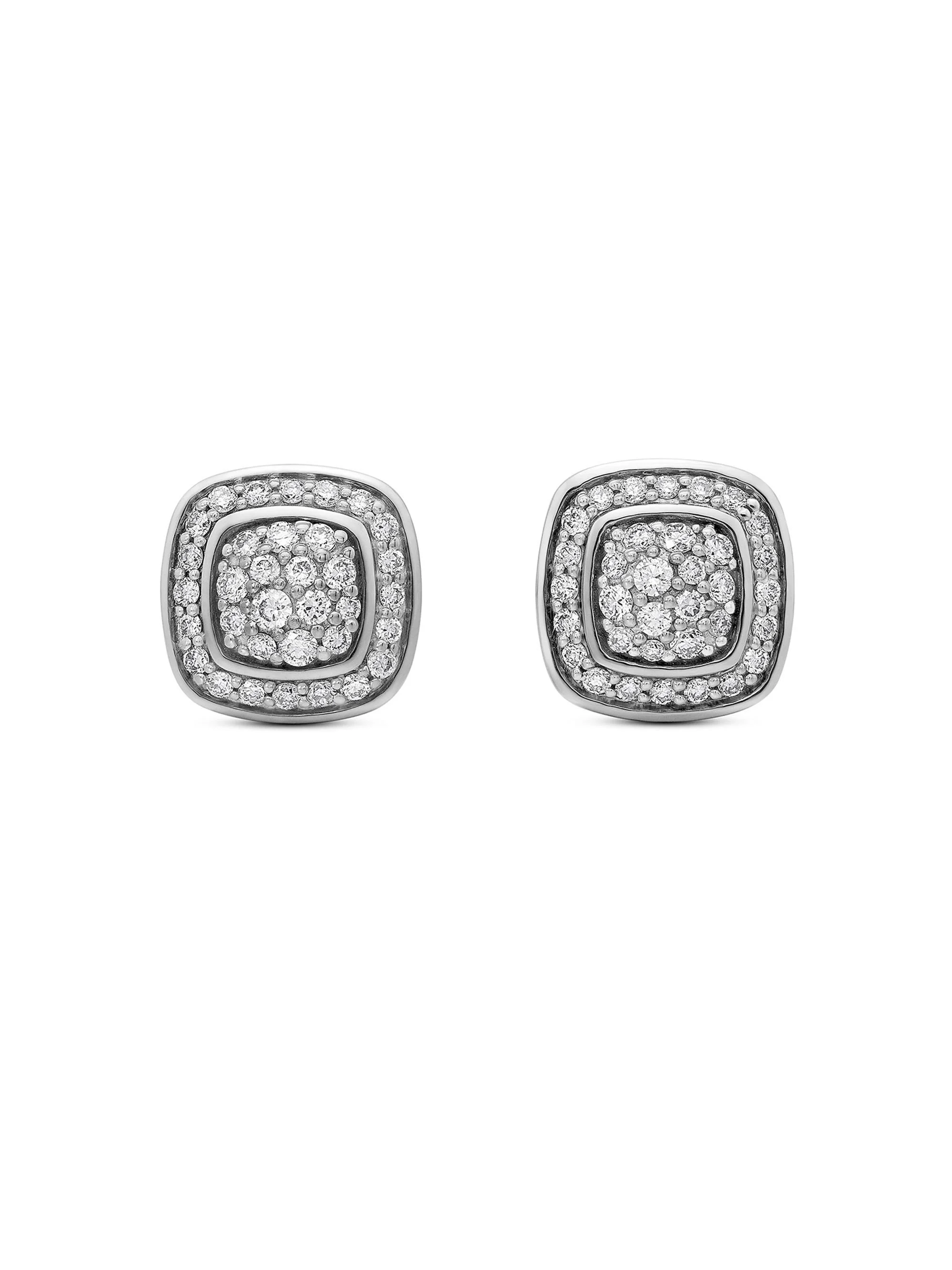 Women's Petite Albion Stud Earrings in Sterling Silver with Pavé Diamonds, 5mm - Diamond - 1