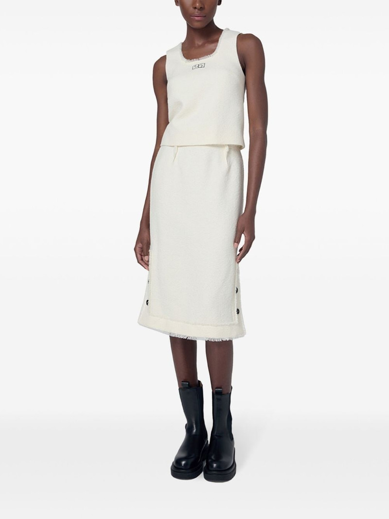 Ports 1961 logo-embroidered tweed top outlook