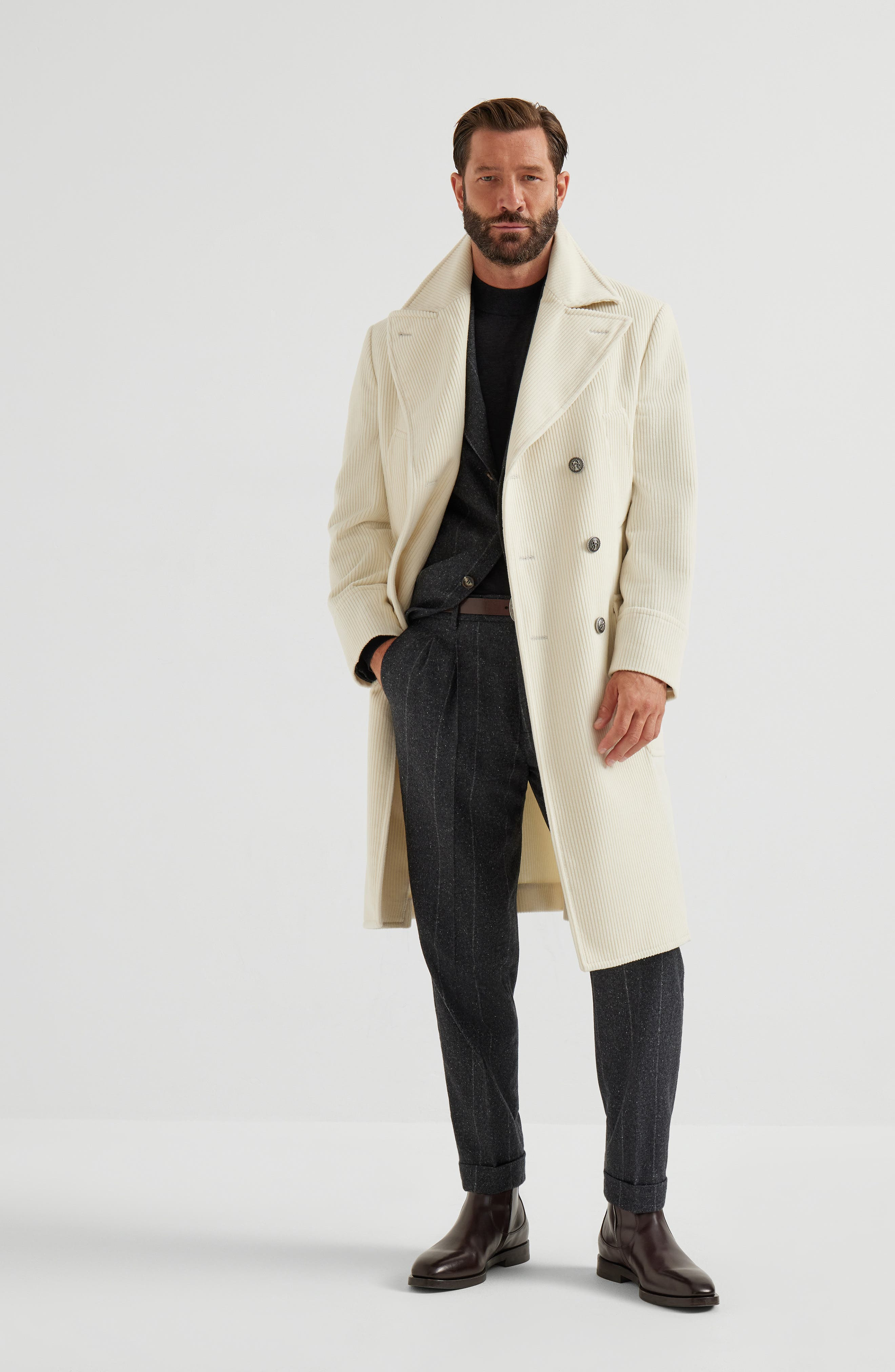 Brunello Cucinelli Leisure fit trousers with double pleats in Anthracite at Nordstrom - 5