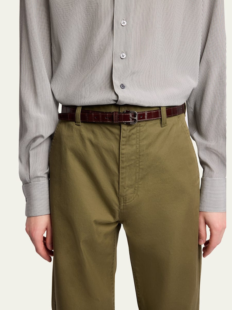 SAINT LAURENT Men's Skinny Belt in Eel Leather outlook