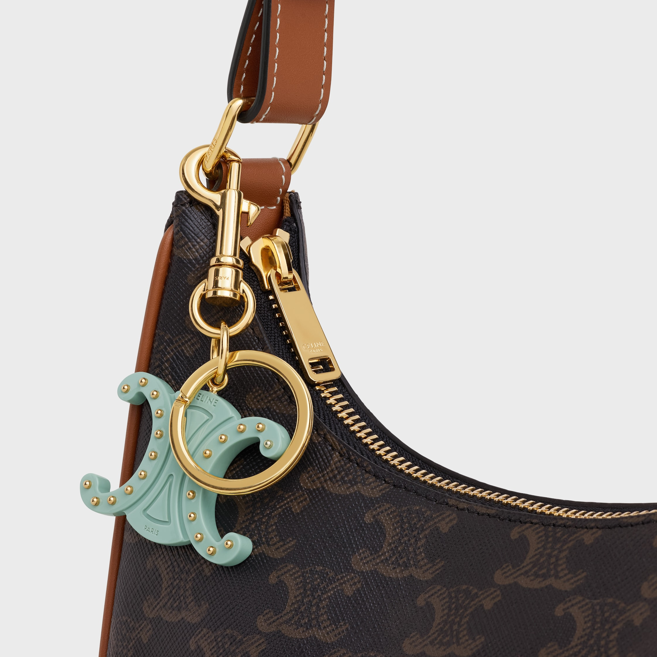 TRIOMPHE KEYRING CHARMS in ACETATE with GOLD FINISHING - 5