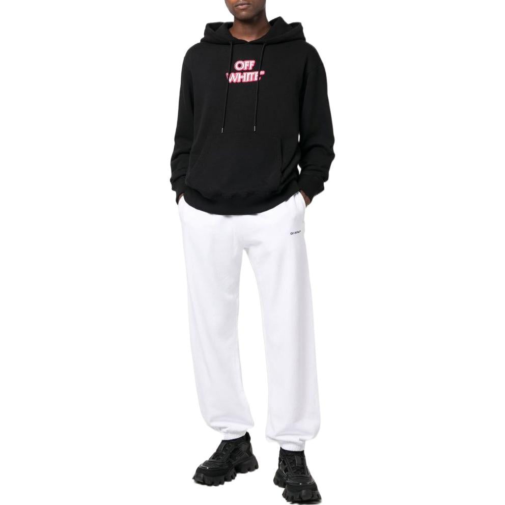 Off-White Slogan Print Logo Hoodie 'Black' OMBB097F22FLE01110301030 - 2