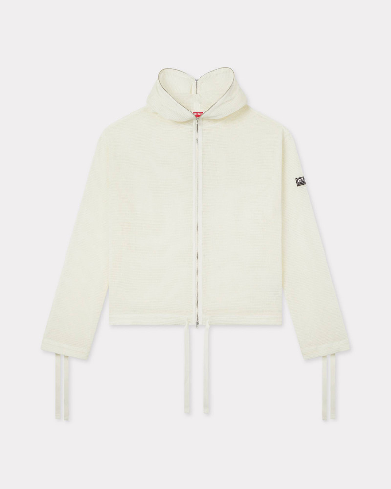 Zip-up hooded sweatshirt in mesh 3