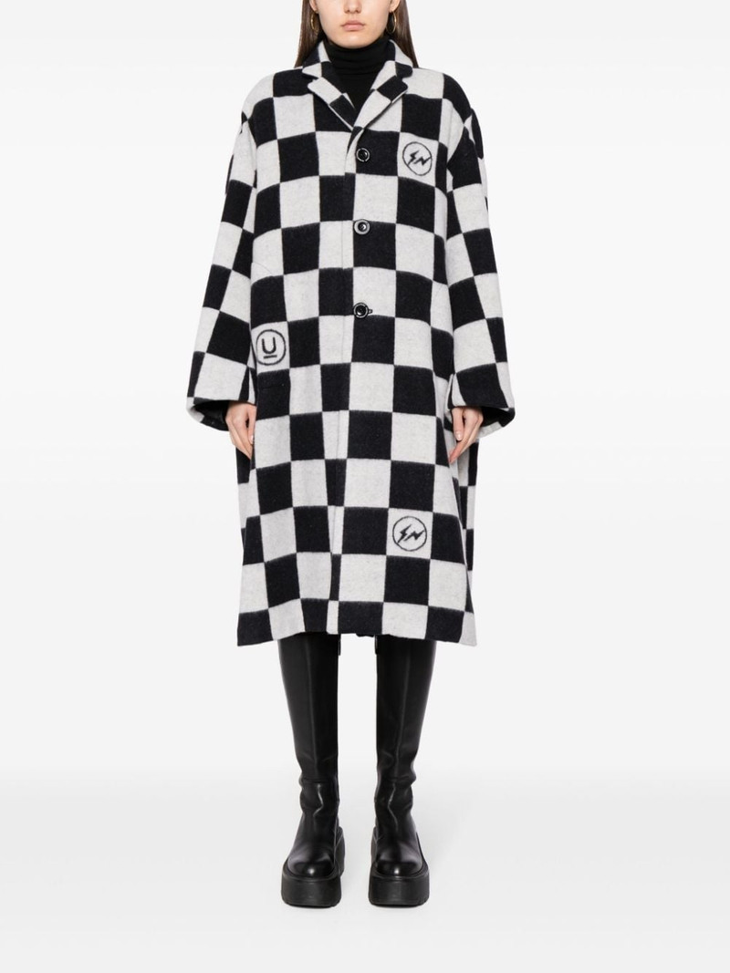 UNDERCOVER check-print button-up coat outlook