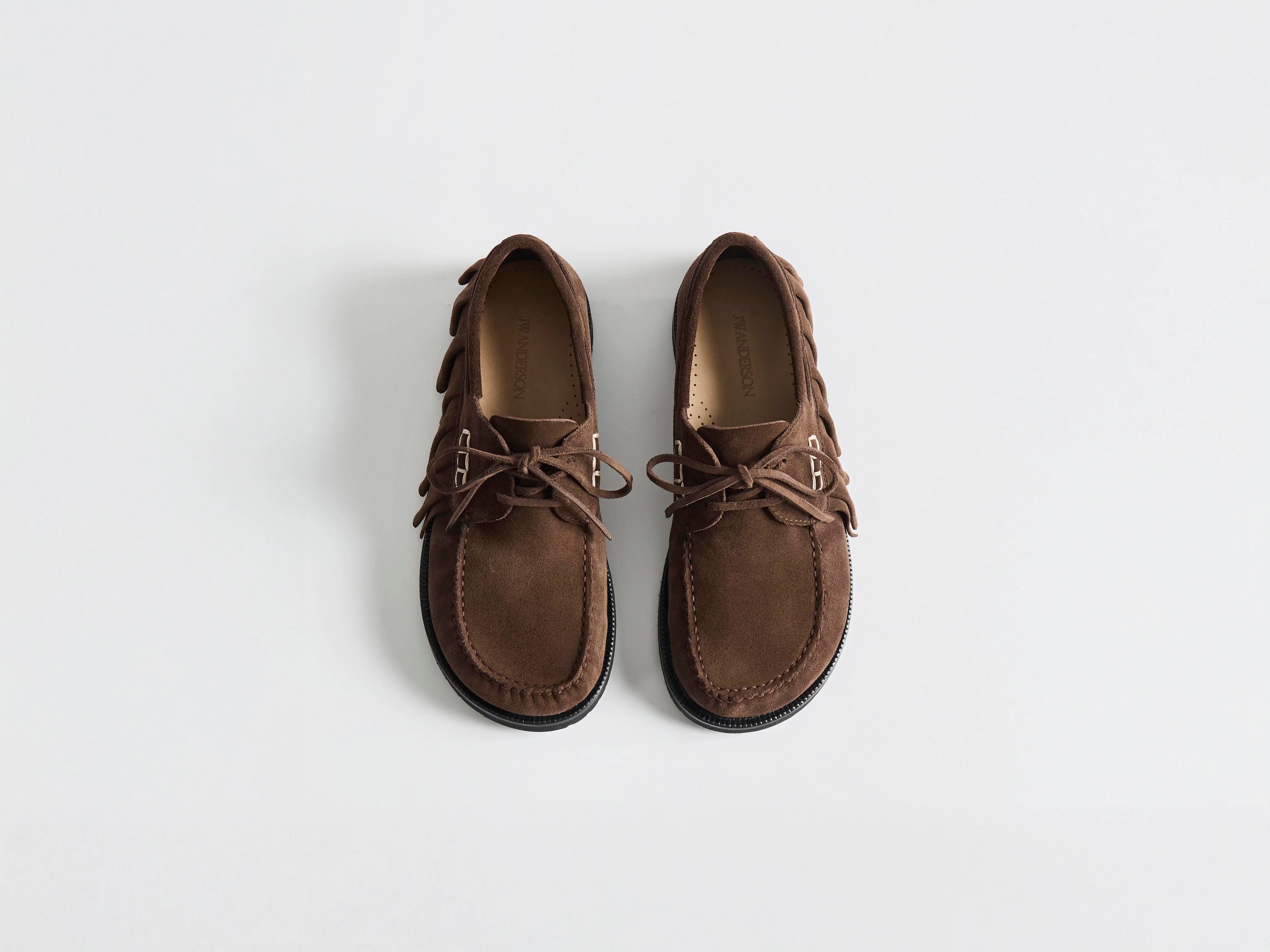 WOMENS LOAFER RUFFLE SUEDE BOAT SHOES IN CHOCOLATE BROWN - 1