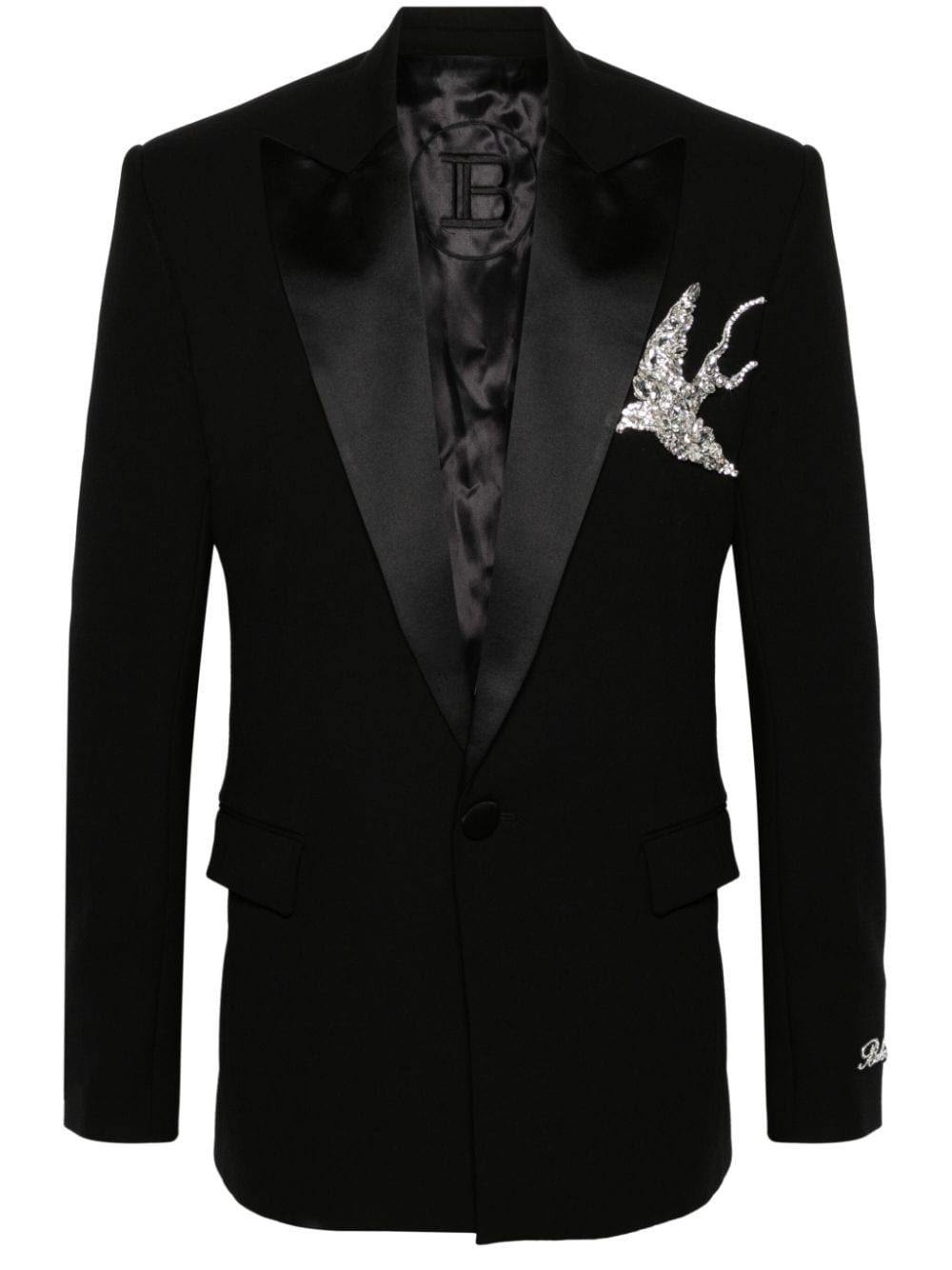 crystal-appliquÃ© single-breasted blazer - 1