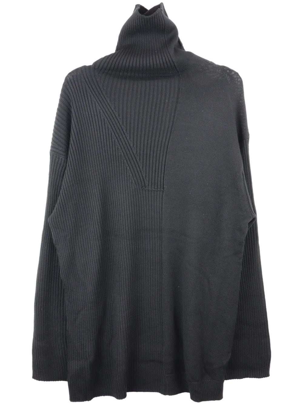 half-ribbed roll neck jumper - 1