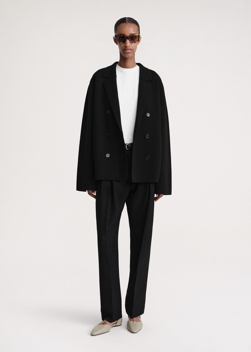Totême Knitted wool blazer black outlook