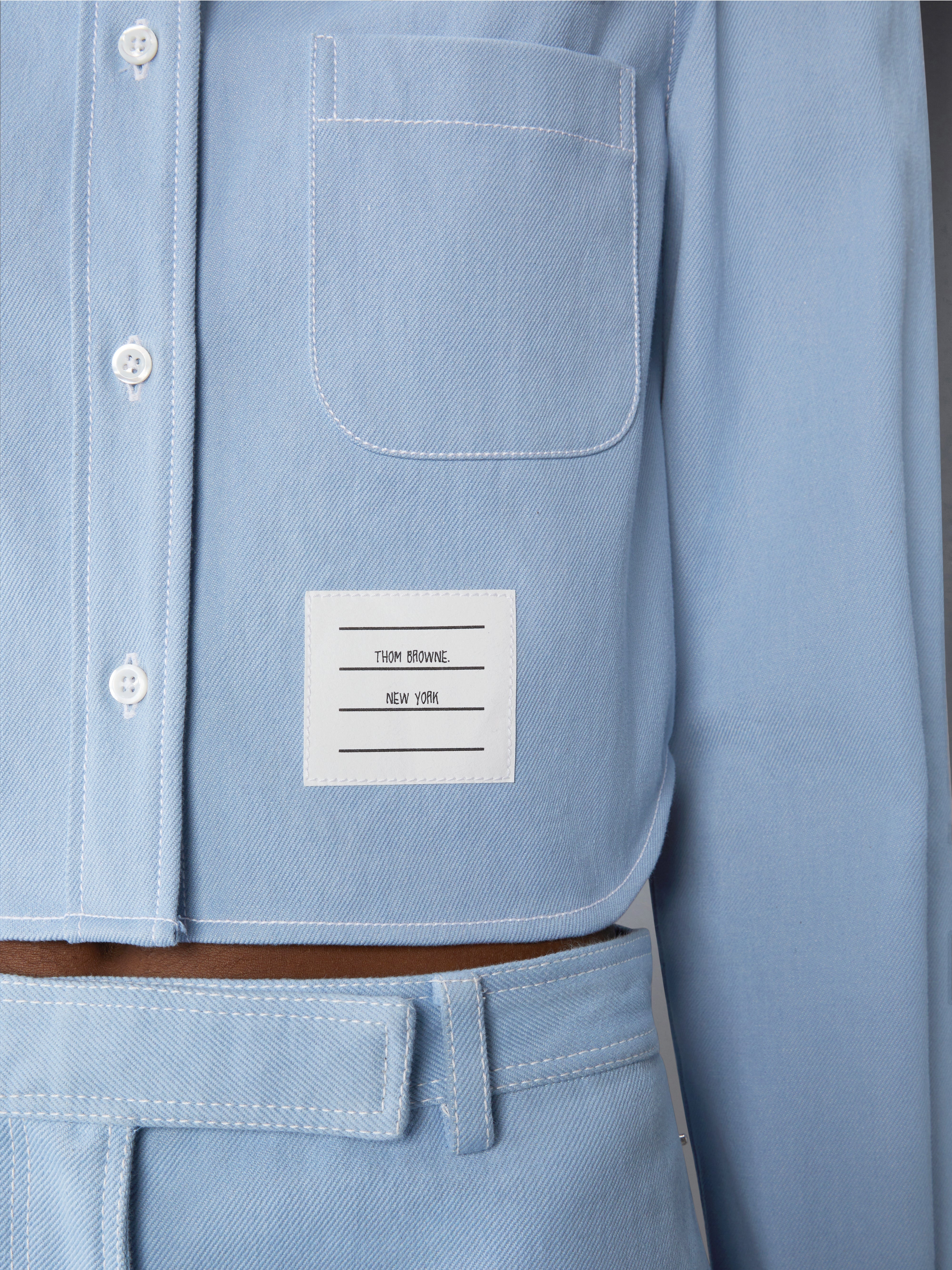 DENIM CLASSIC CROPPED LONG SLEEVE SHIRT - 6