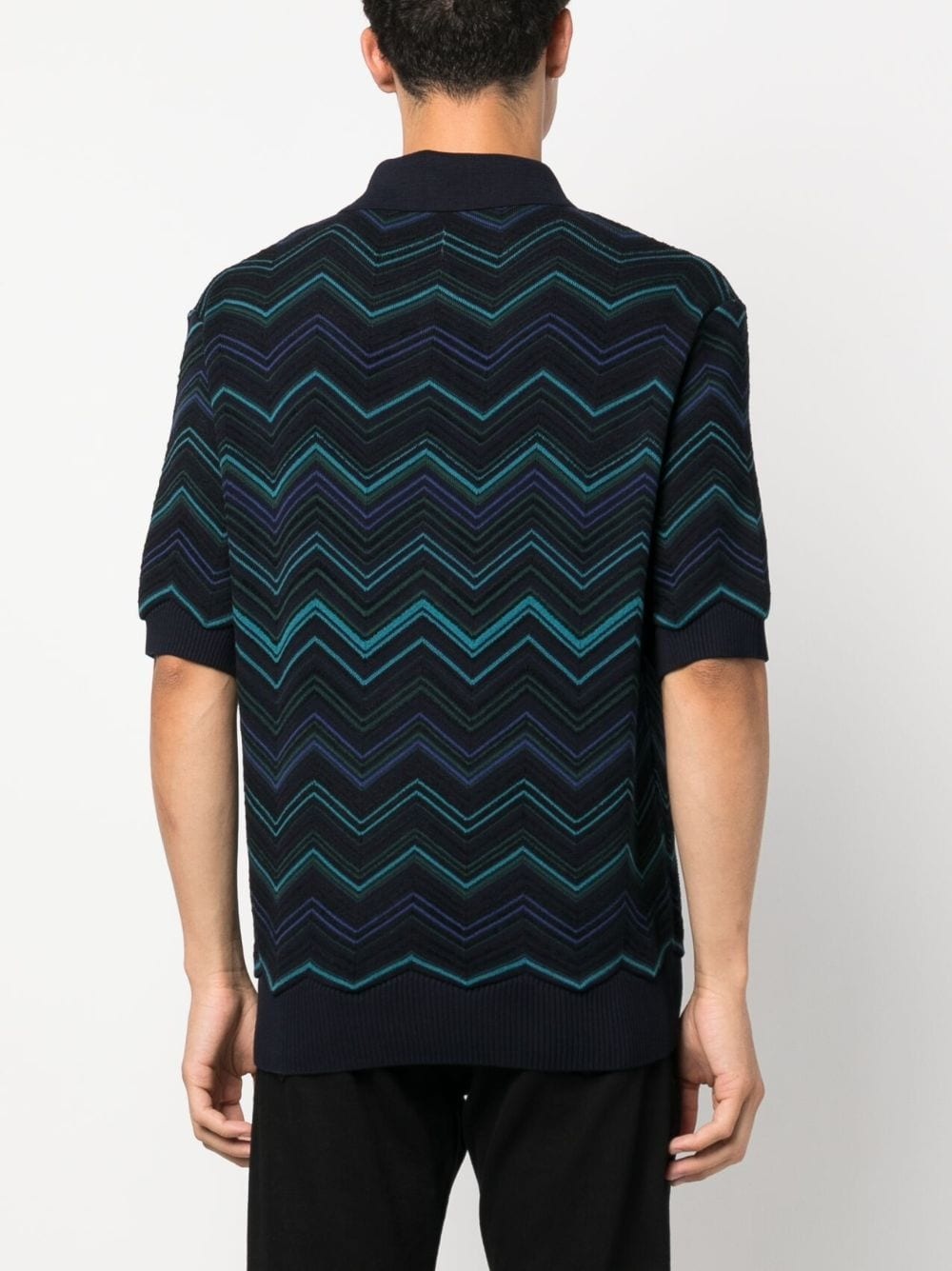 zigzag-pattern ribbed polo shirt - 4