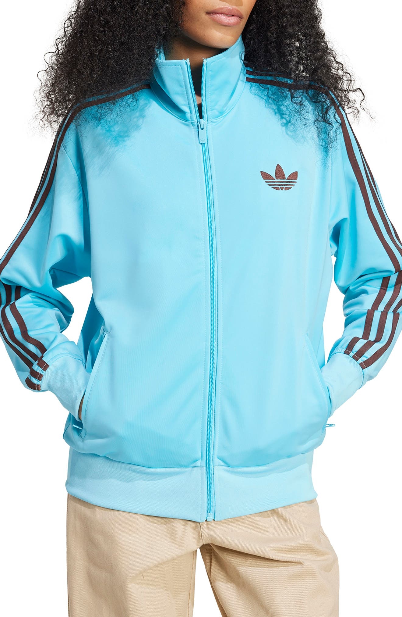 adidas Firebird Recycled Polyester Track Jacket in Blue/Auburn at Nordstrom - 1