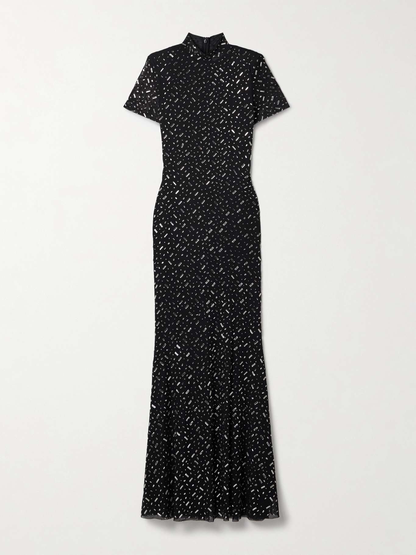 self-portrait Embellished mesh turtleneck maxi dress