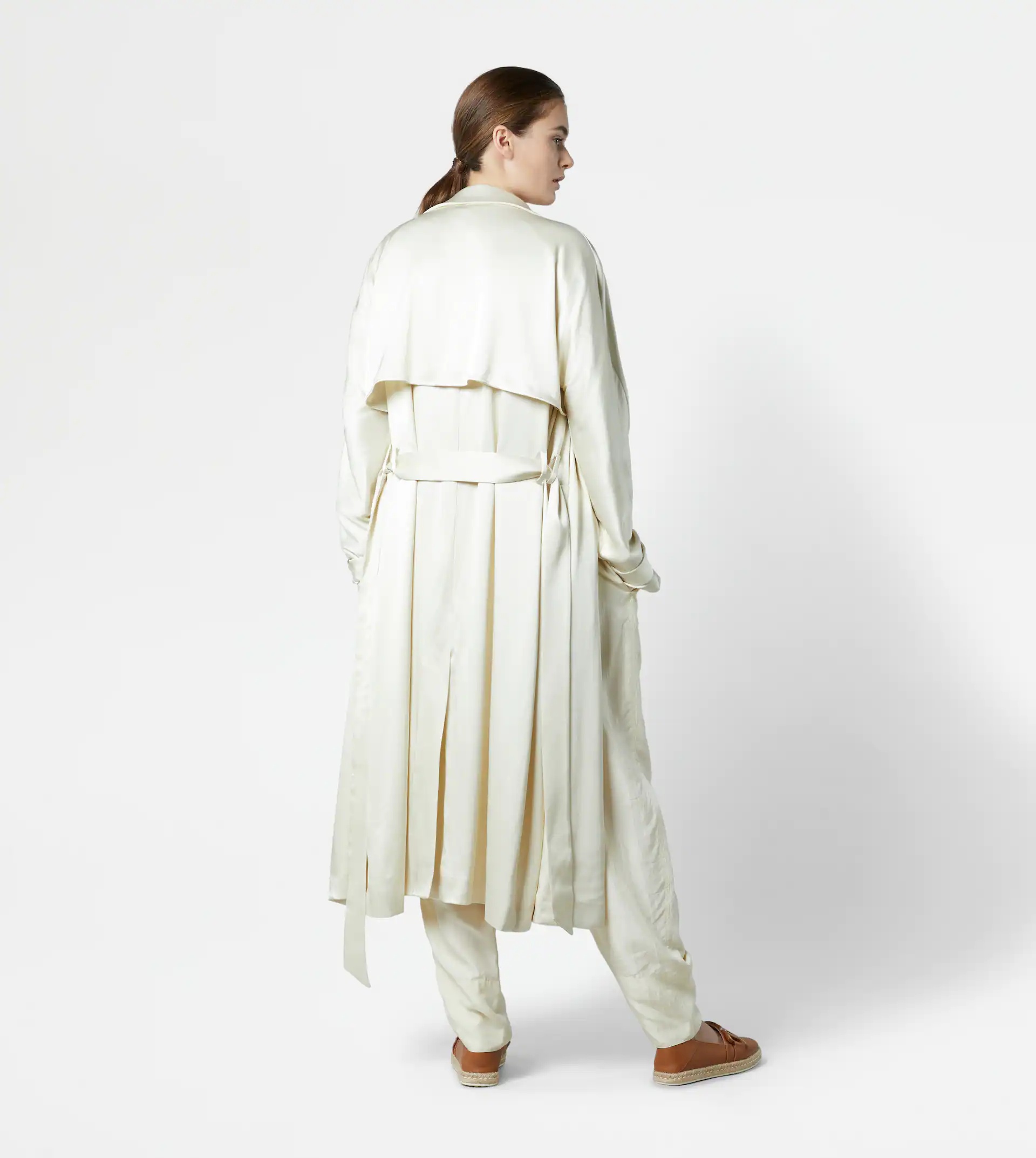 VISCOSE TRENCH COAT - WHITE - 3